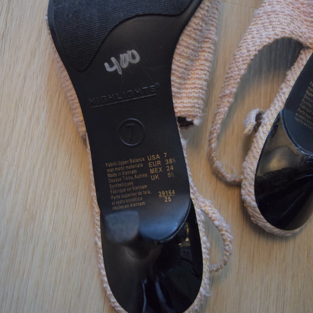 Blush Millennial Pink Tweed Kitten Heels - Picture 6 of 7